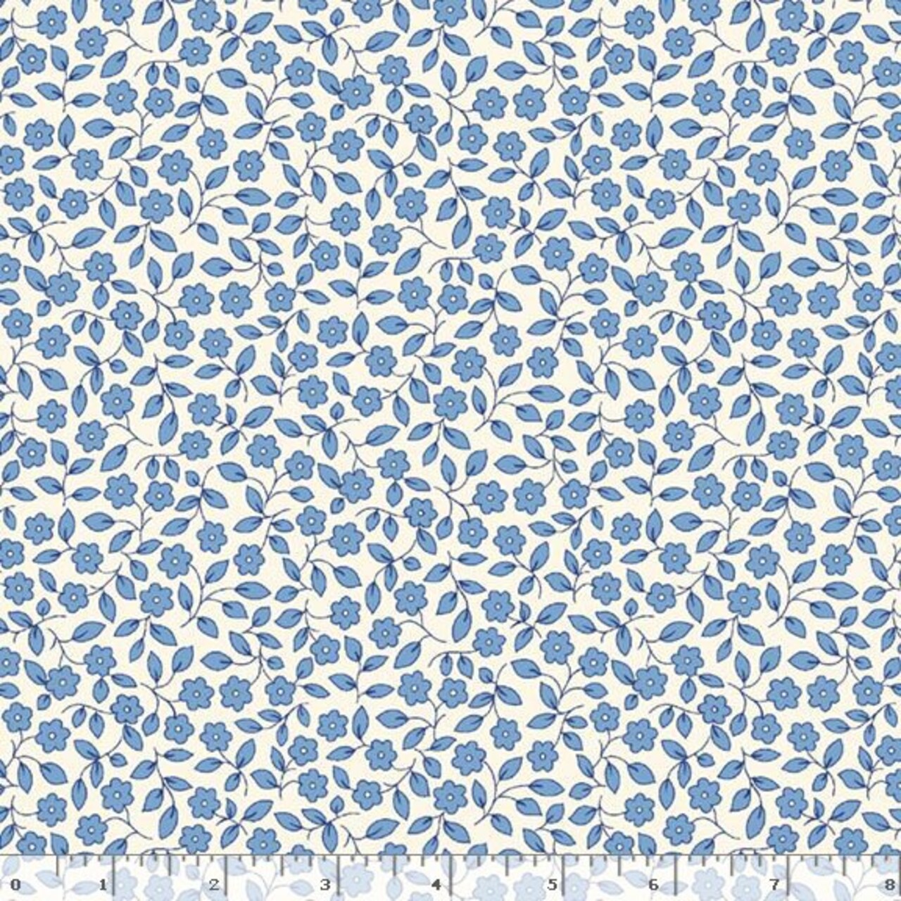 Fabric Marcus Blue Viney Floral Aunt Grace Calicos 108" Wide Back by the Quarter Yard R361044D